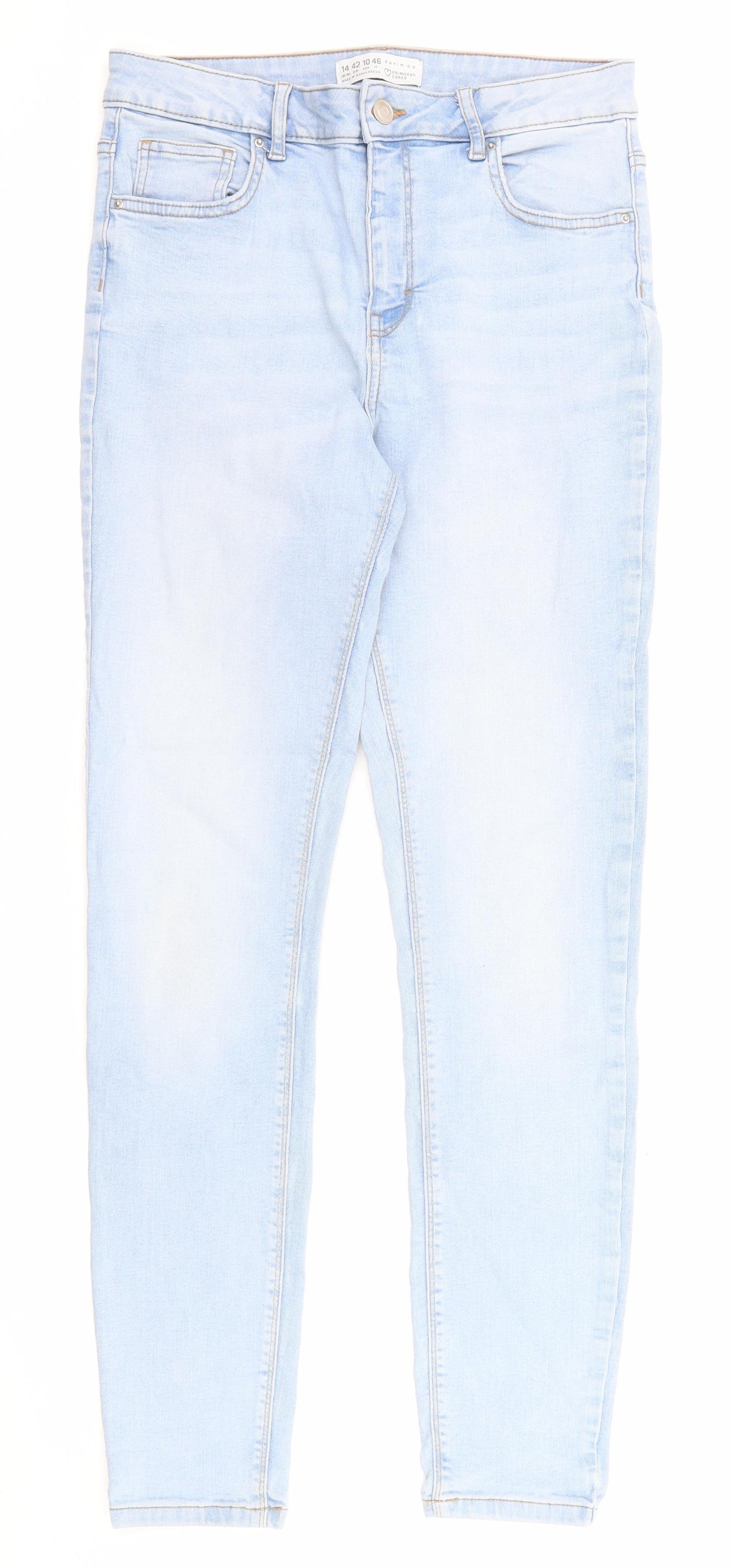 Denim & Co. Womens Blue Cotton Skinny Jeans Size 14 Regular Zip