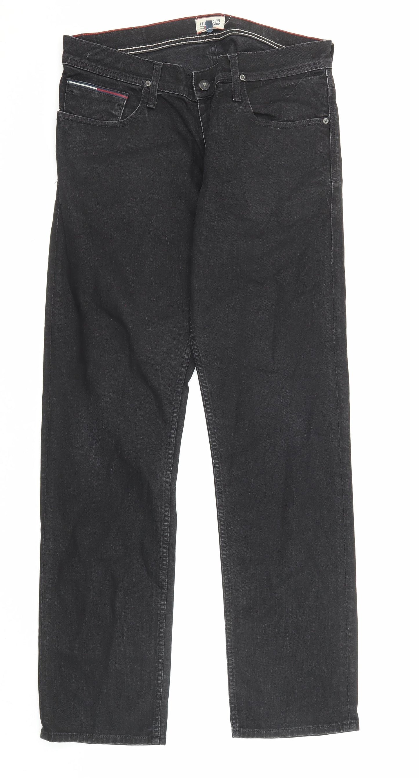 Tommy Hilfiger Mens Black Cotton Straight Jeans Size 34 in L32 in Regular Zip