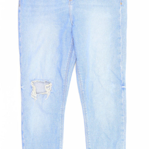 River Island Womens Blue Cotton Skinny Jeans Size 14 Regular Zip