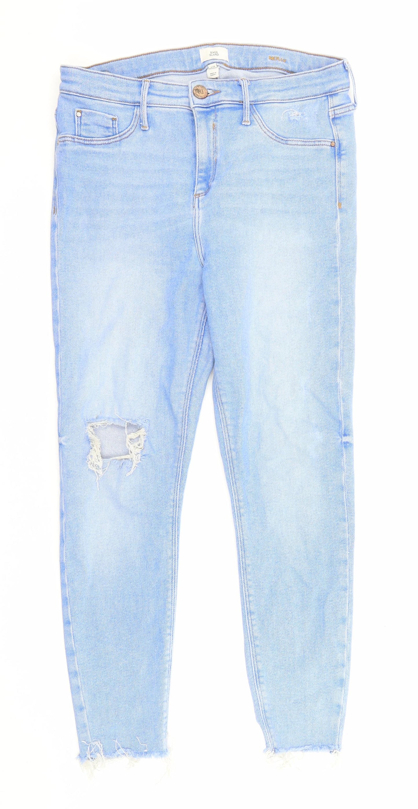 River Island Womens Blue Cotton Skinny Jeans Size 14 Regular Zip
