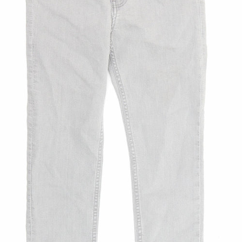 H&M Girls Grey Cotton Skinny Jeans Size 10-11 Years Regular Zip