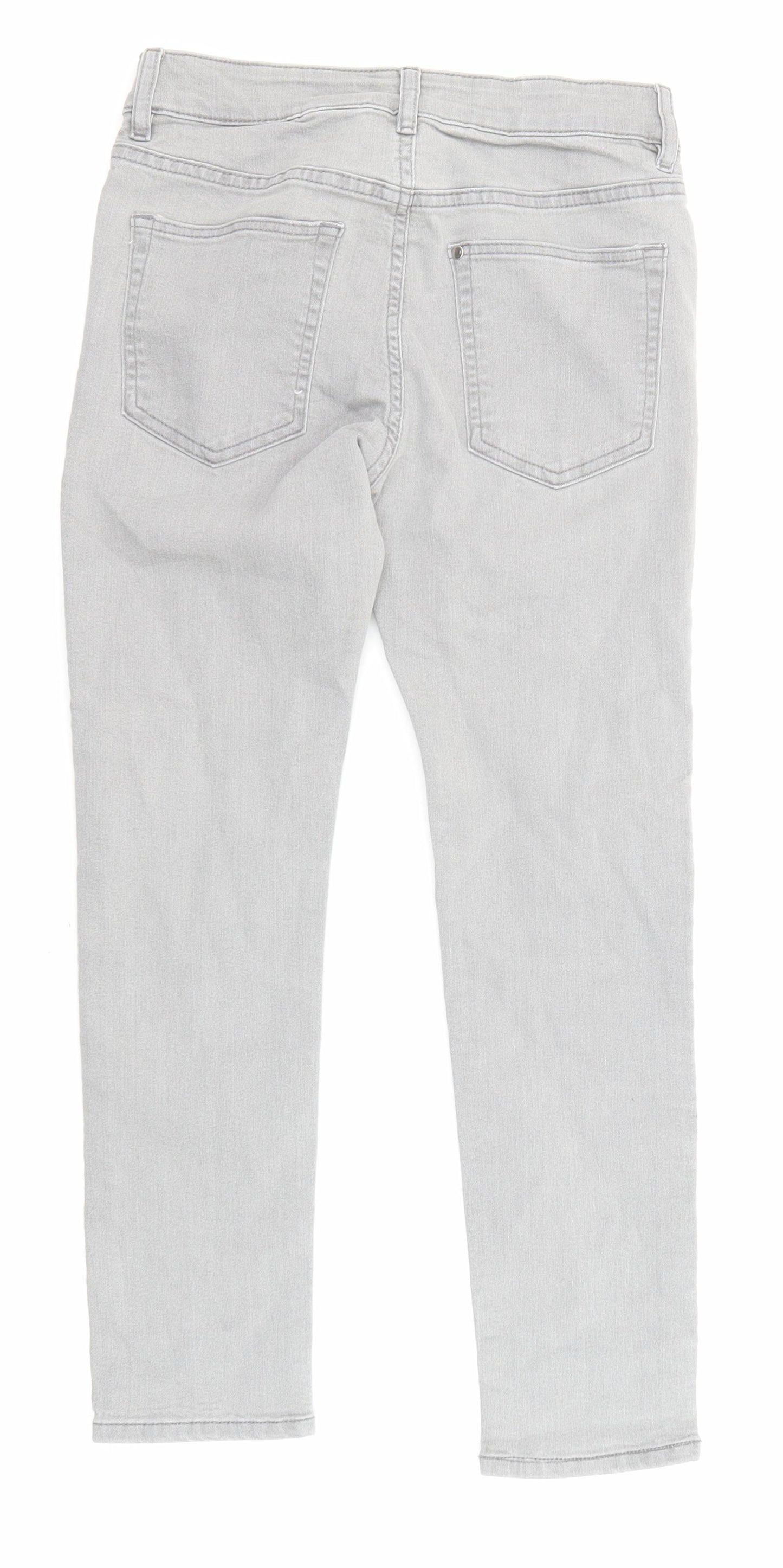 H&M Girls Grey Cotton Skinny Jeans Size 10-11 Years Regular Zip