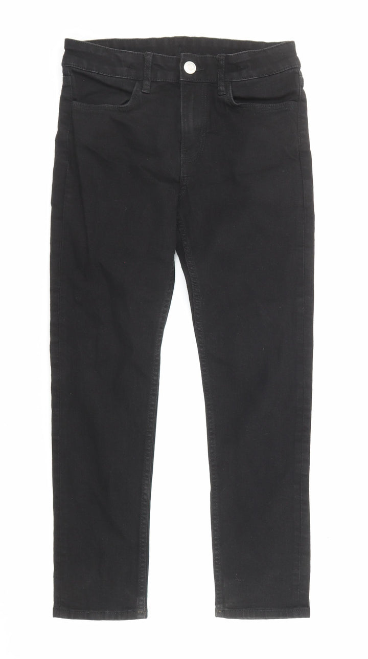 H&M Girls Black Cotton Skinny Jeans Size 10-11 Years Regular Zip