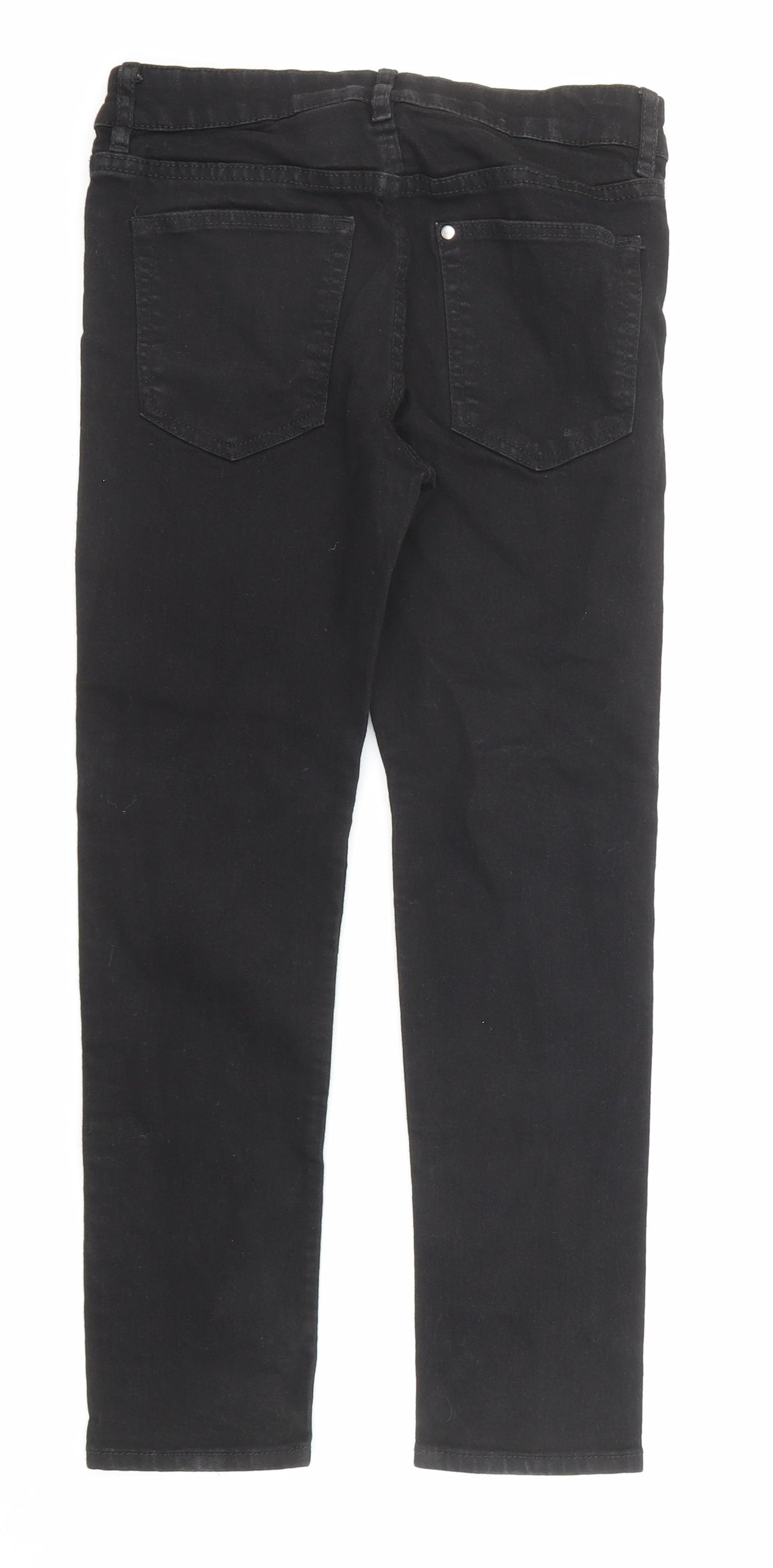 H&M Girls Black Cotton Skinny Jeans Size 10-11 Years Regular Zip