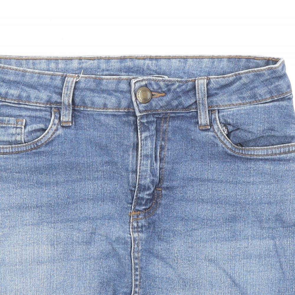 ESMARA Womens Blue Cotton A-Line Skirt Size 10 Zip