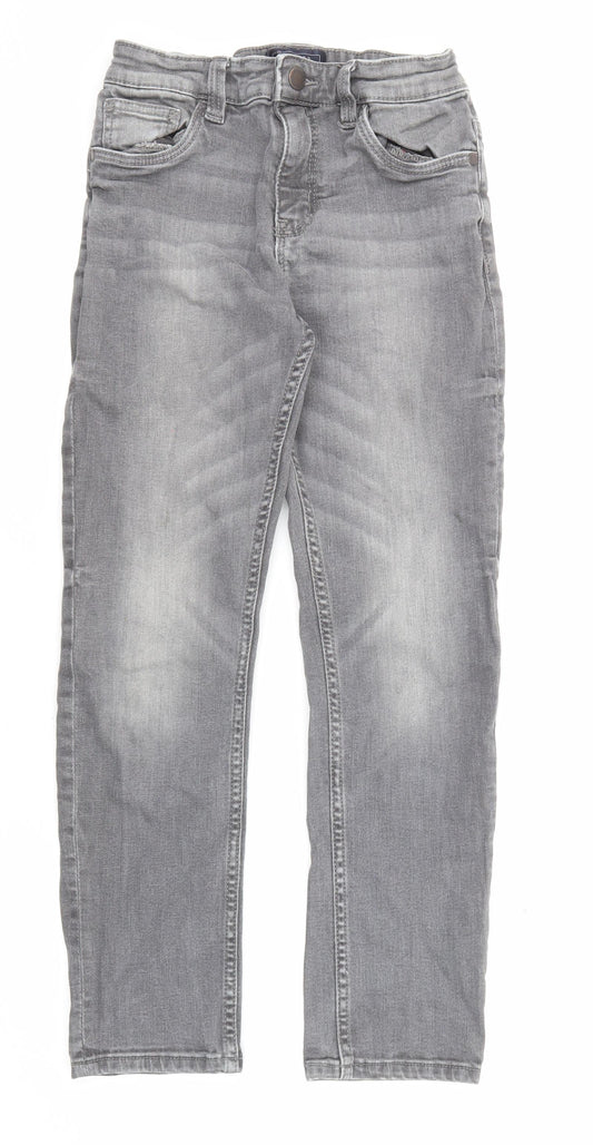 NEXT Boys Grey Cotton Straight Jeans Size 9 Months Regular Zip