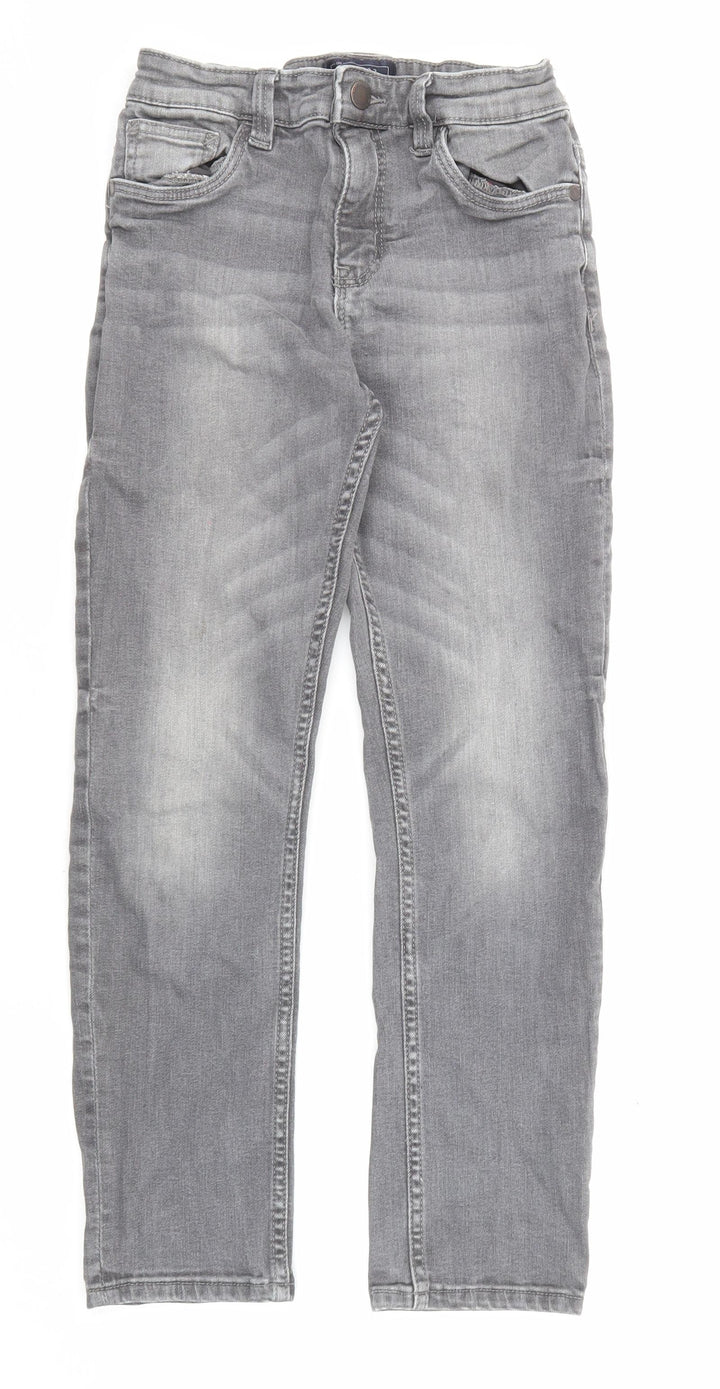 NEXT Boys Grey Cotton Straight Jeans Size 9 Months Regular Zip