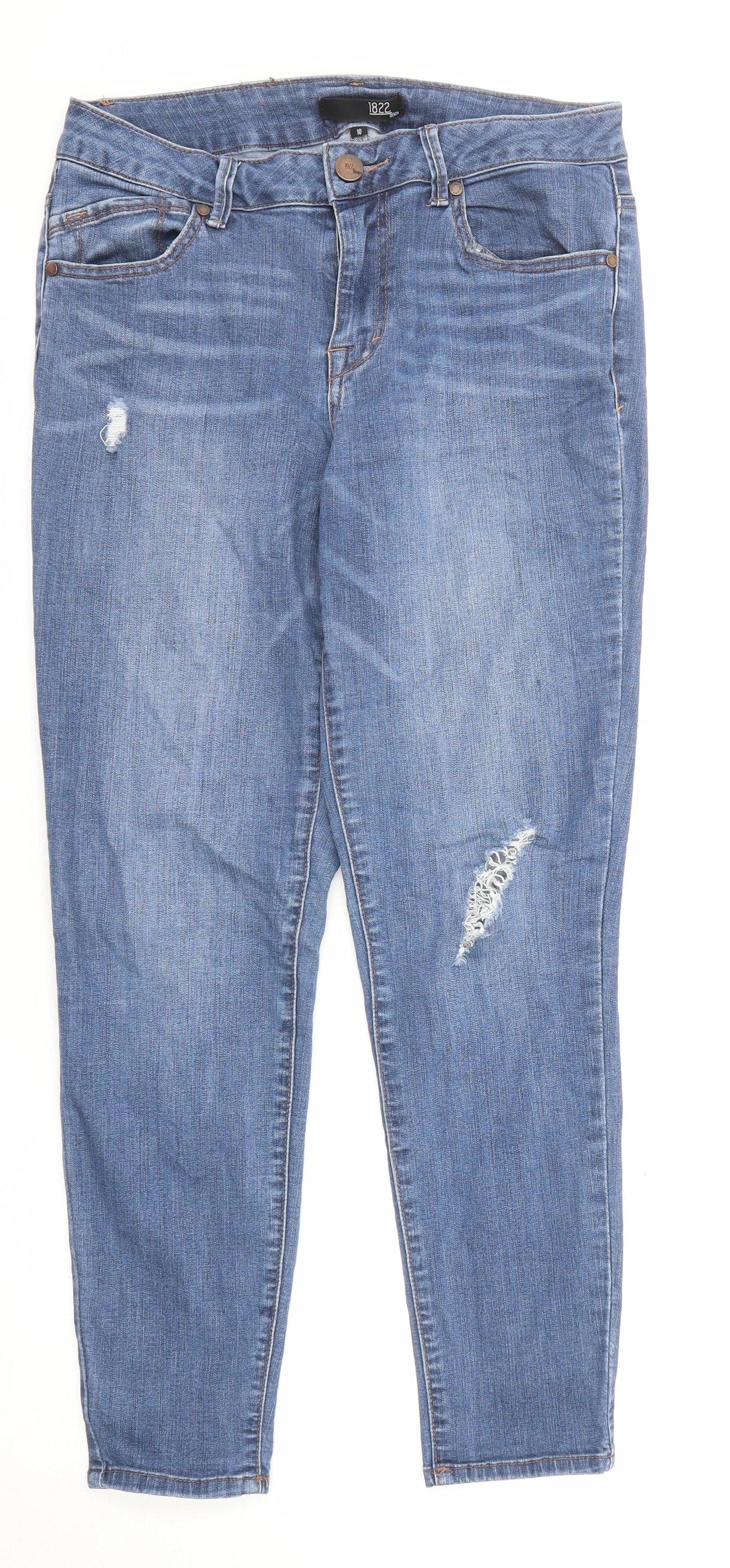 1822 Denim Womens Blue Cotton Straight Jeans Size 10 Regular Zip