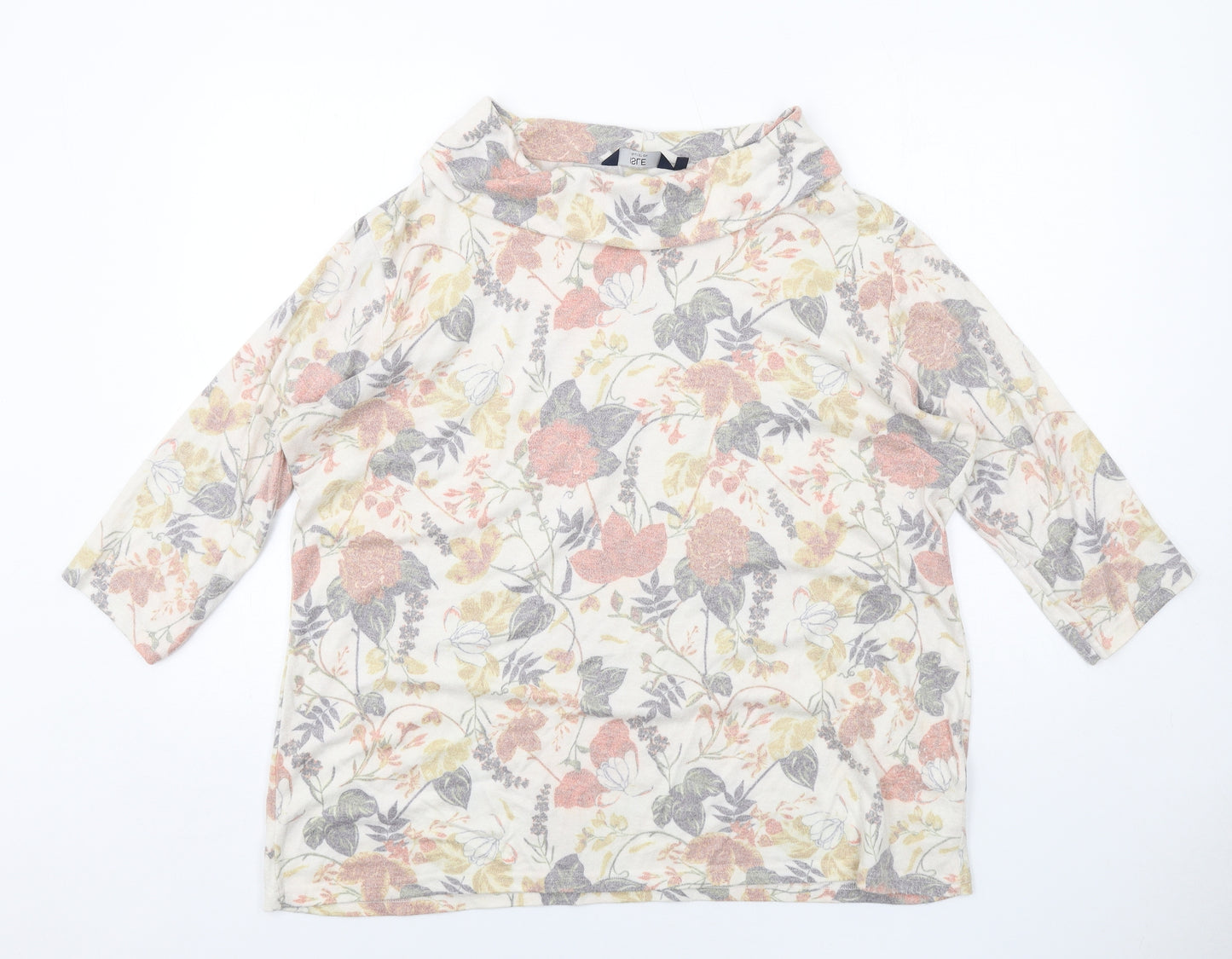 EWM Womens Multicoloured Roll Neck Floral Viscose Pullover Jumper Size 22