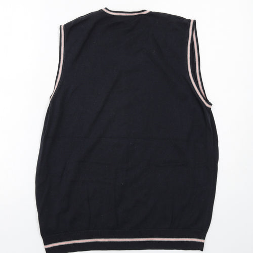 Autograph Mens Black V-Neck Cotton Vest Jumper Size M Sleeveless