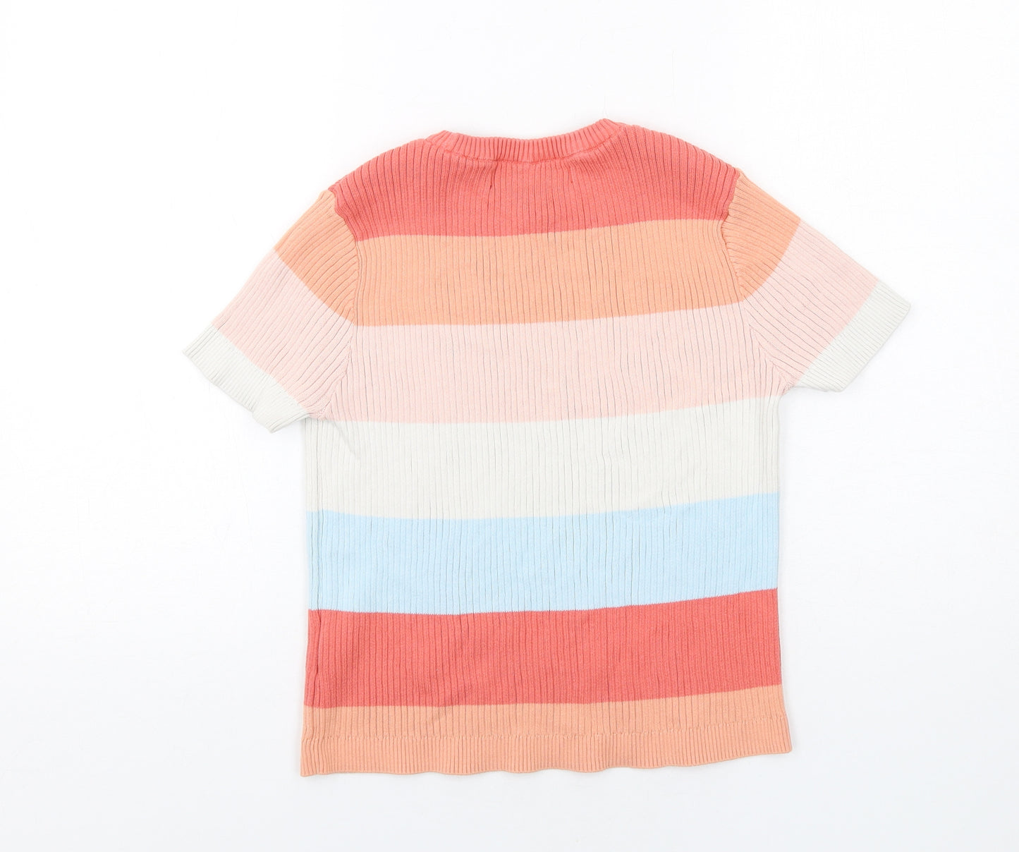 VERO MODA Womens Multicoloured Round Neck Striped Cotton Pullover Jumper Size L