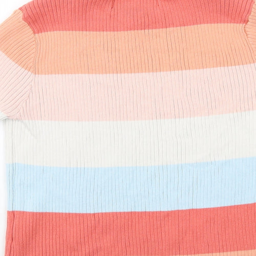 VERO MODA Womens Multicoloured Round Neck Striped Cotton Pullover Jumper Size L