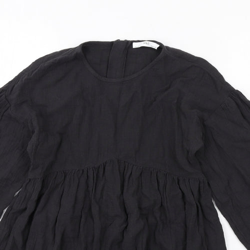 Marks and Spencer Girls Grey Cotton Skater Dress Size 10-11 Years Round Neck Zip