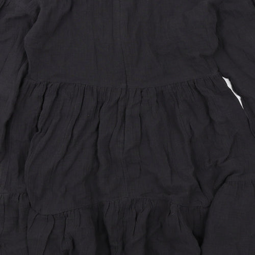 Marks and Spencer Girls Grey Cotton Skater Dress Size 10-11 Years Round Neck Zip