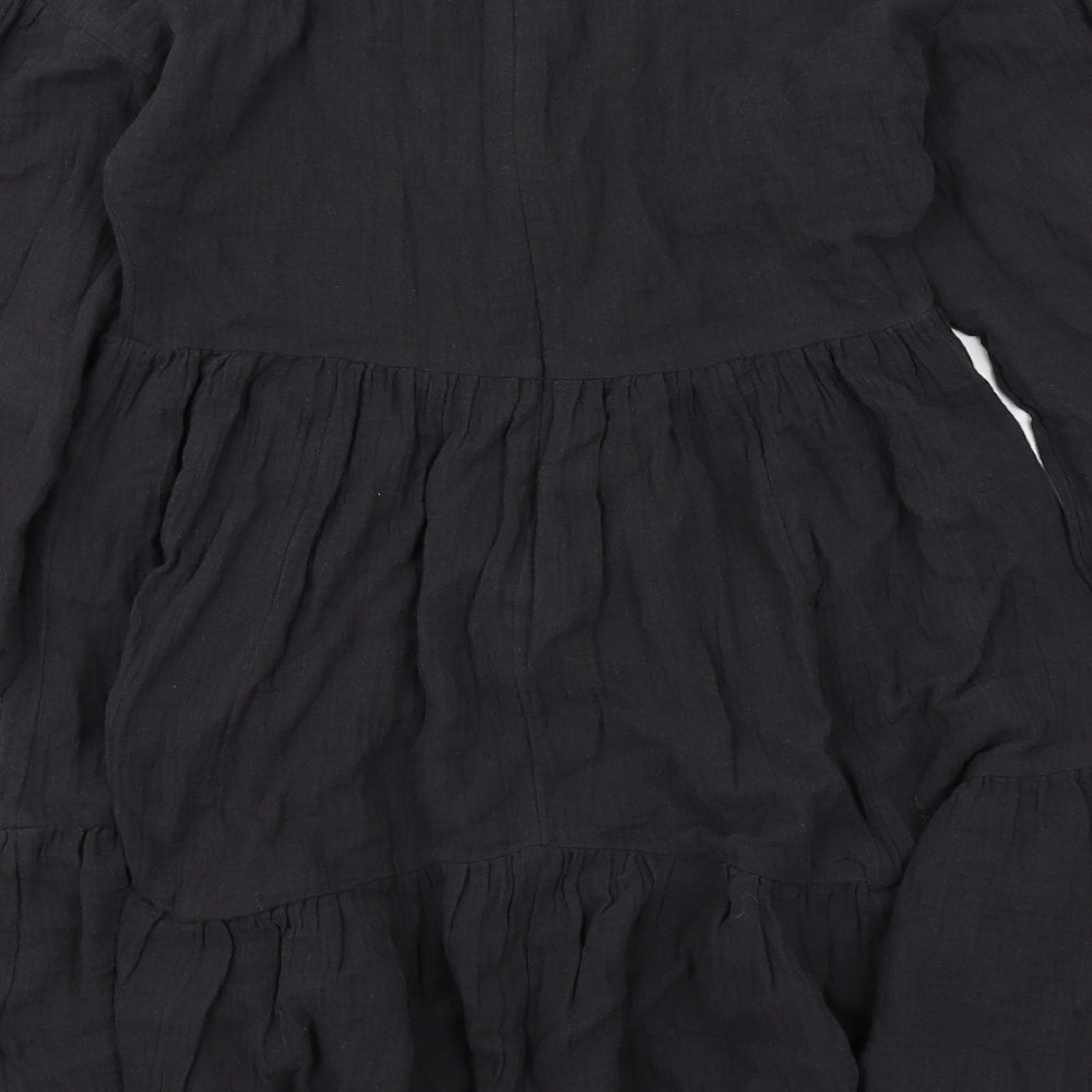 Marks and Spencer Girls Grey Cotton Skater Dress Size 10-11 Years Round Neck Zip