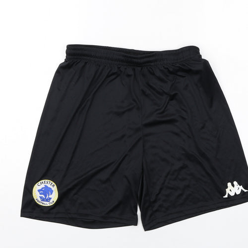Kappa Mens Black Polyester Sweat Shorts Size L Regular Drawstring - Chester FC