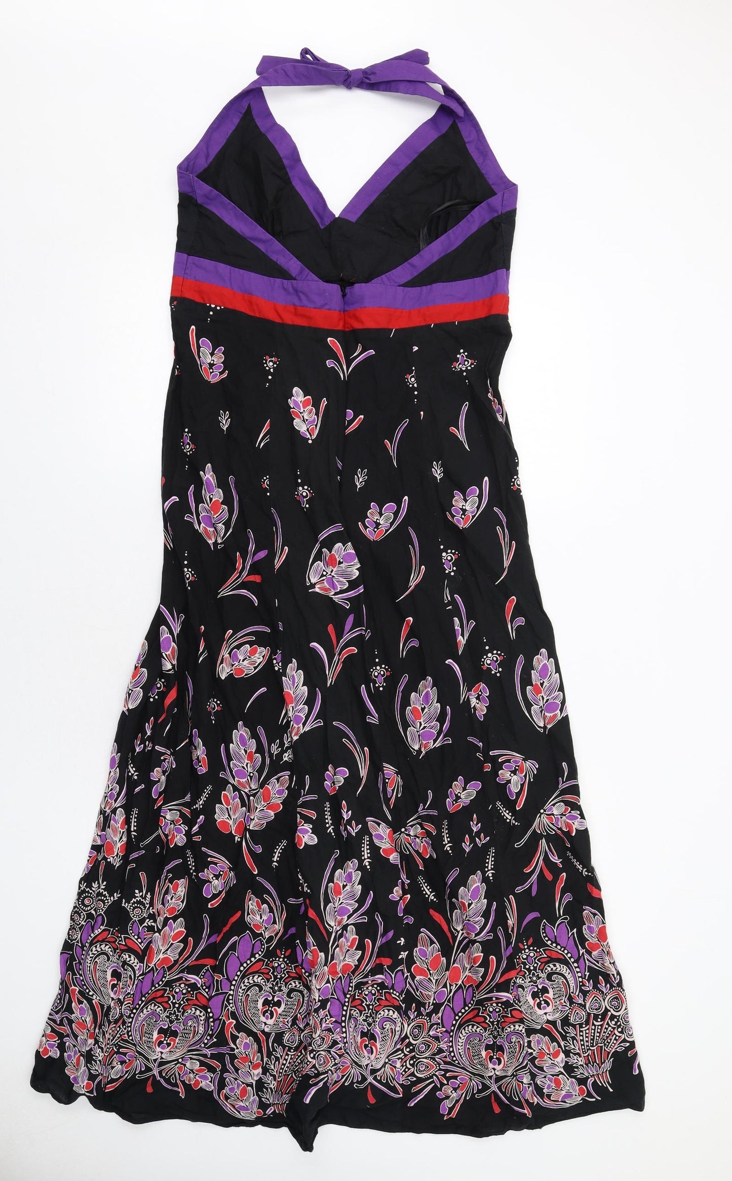 Love Label Womens Multicoloured Paisley Cotton Maxi Size 16 Halter Zip
