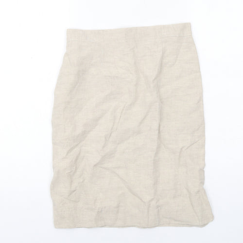 Daniel D Womens Beige Linen A-Line Skirt Size 12 Zip