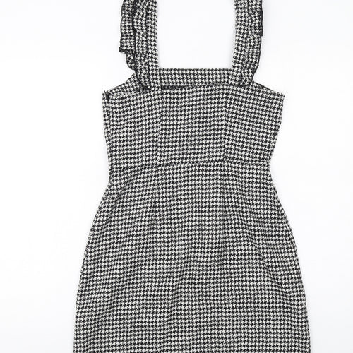 New Look Womens Black Geometric Polyester Mini Size 6 Square Neck Zip