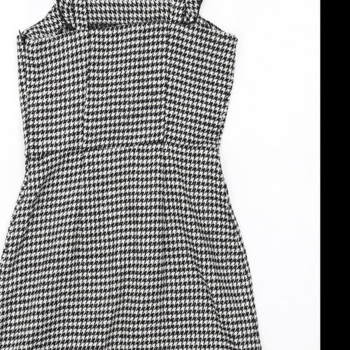 New Look Womens Black Geometric Polyester Mini Size 6 Square Neck Zip
