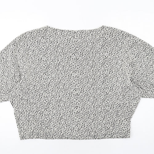 Zara Womens White Geometric Viscose Basic Blouse Size M Boat Neck