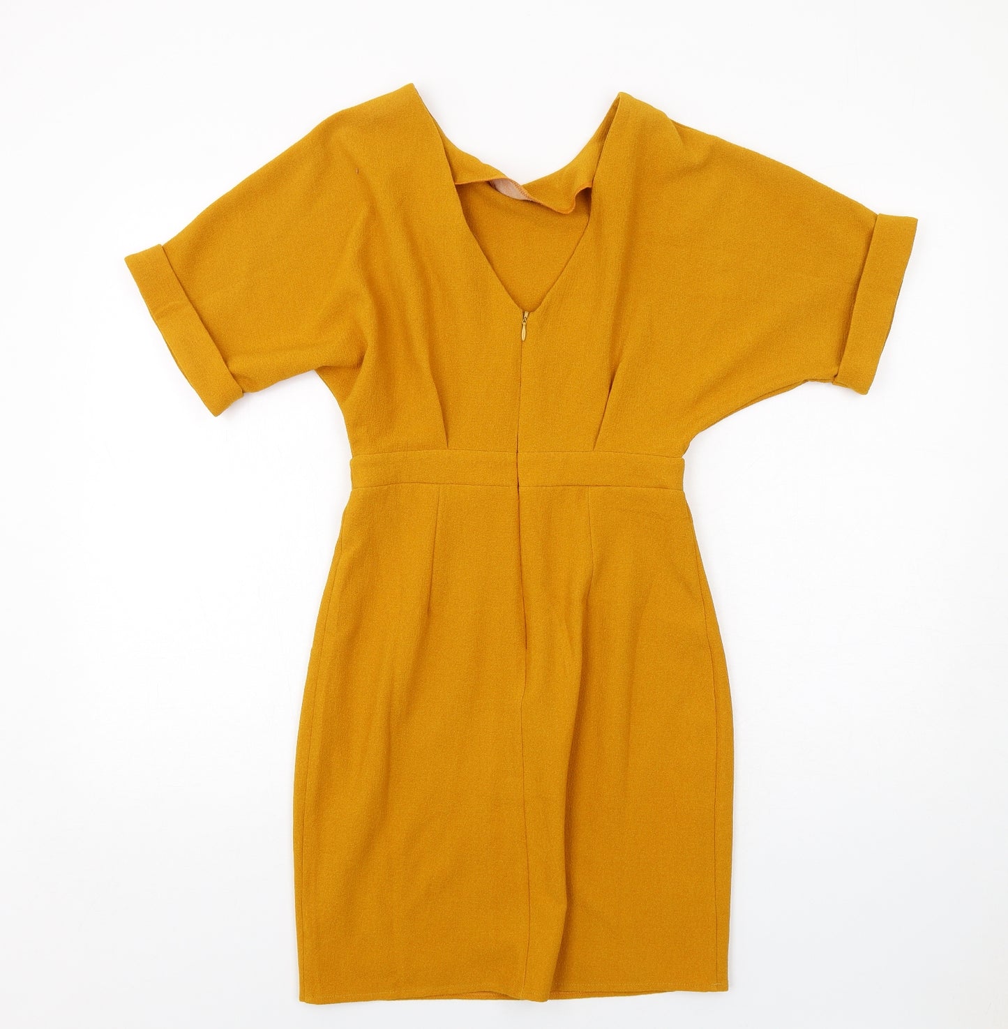 ASOS Womens Yellow Polyester A-Line Size 6 Round Neck Zip