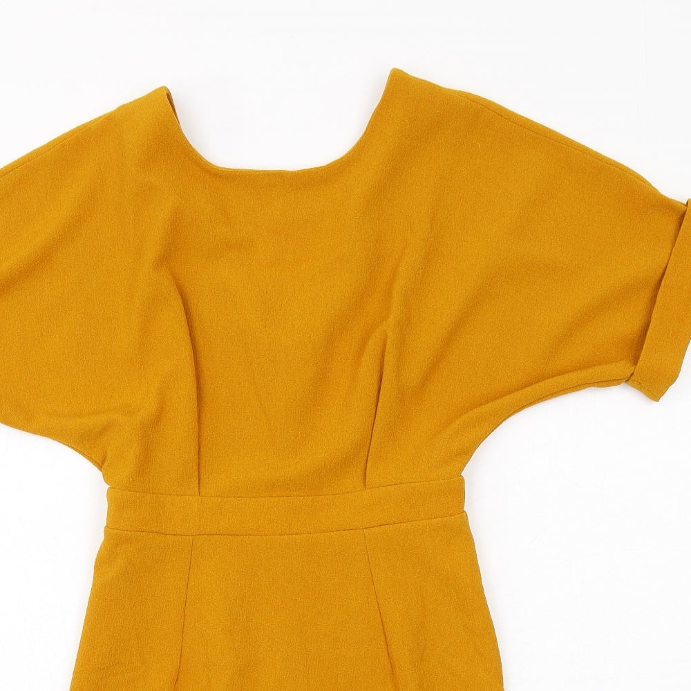 ASOS Womens Yellow Polyester A-Line Size 6 Round Neck Zip