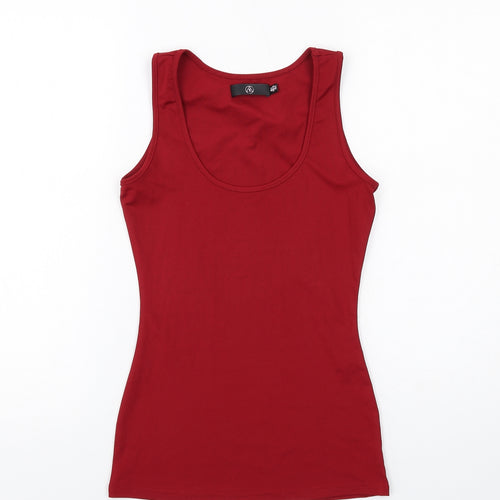 Missguided Womens Red Polyester Basic Tank Size 4 Scoop Neck