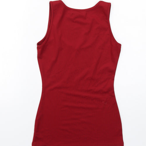 Missguided Womens Red Polyester Basic Tank Size 4 Scoop Neck