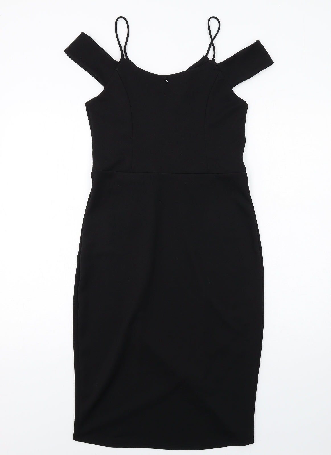 Miss Selfridge Womens Black Polyester A-Line Size 12 V-Neck Pullover - Cold shoulder