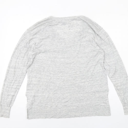 H&M Womens Grey V-Neck Viscose Pullover Jumper Size L