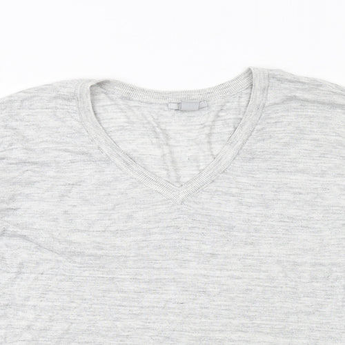 H&M Womens Grey V-Neck Viscose Pullover Jumper Size L
