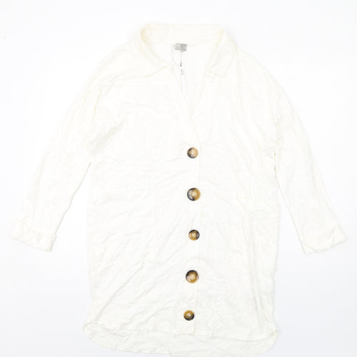 ASOS Womens Ivory Cotton Shirt Dress Size 4 Collared Pullover