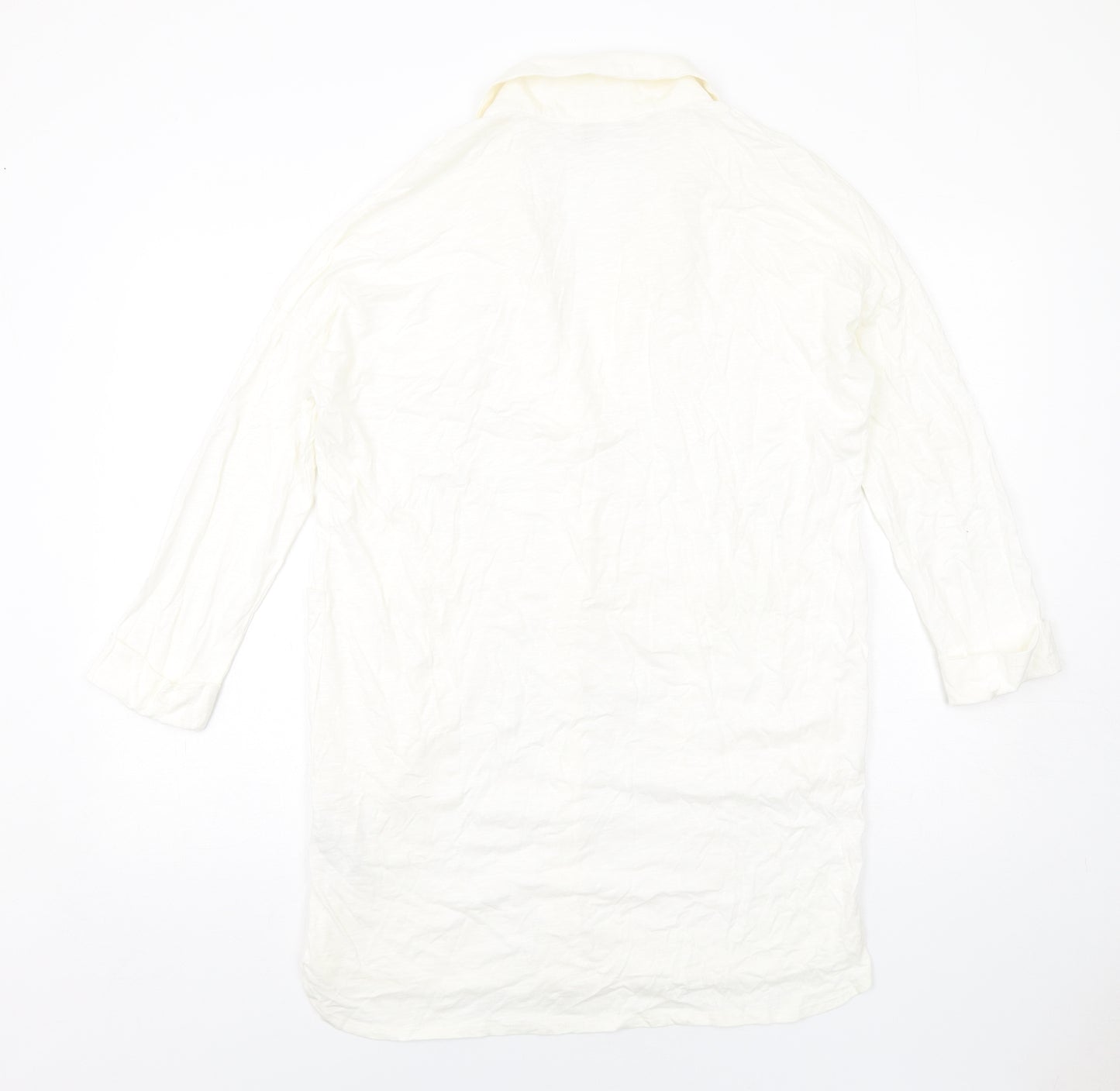 ASOS Womens Ivory Cotton Shirt Dress Size 4 Collared Pullover