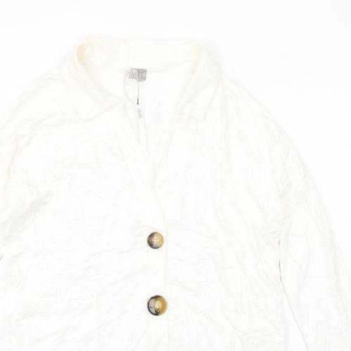 ASOS Womens Ivory Cotton Shirt Dress Size 4 Collared Pullover