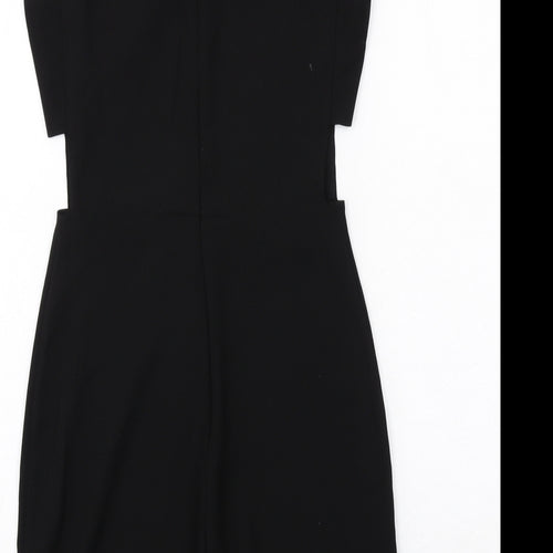 H&M Womens Black Colourblock Polyester Shift Size 4 Round Neck Zip