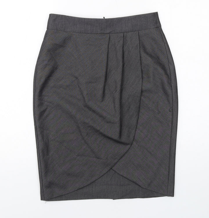 Limited Collection Womens Grey Polyester Straight & Pencil Skirt Size 10 Zip