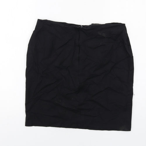 Seven7 Womens Black Viscose A-Line Skirt Size 16 Zip - Flower detail