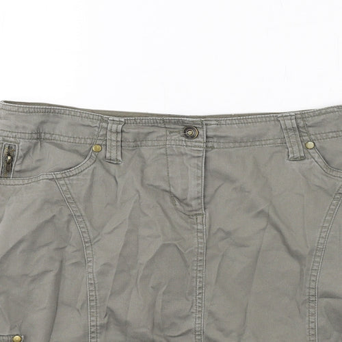 M&Co Womens Green Cotton Cargo Skirt Size 14 Zip