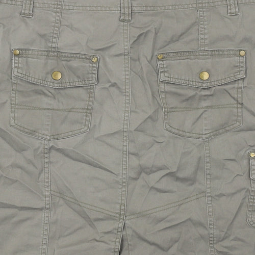 M&Co Womens Green Cotton Cargo Skirt Size 14 Zip