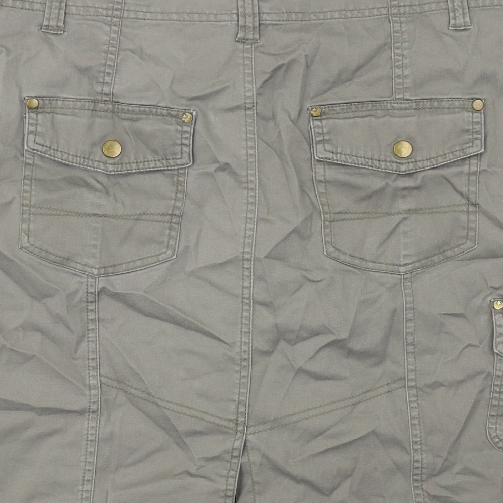 M&Co Womens Green Cotton Cargo Skirt Size 14 Zip
