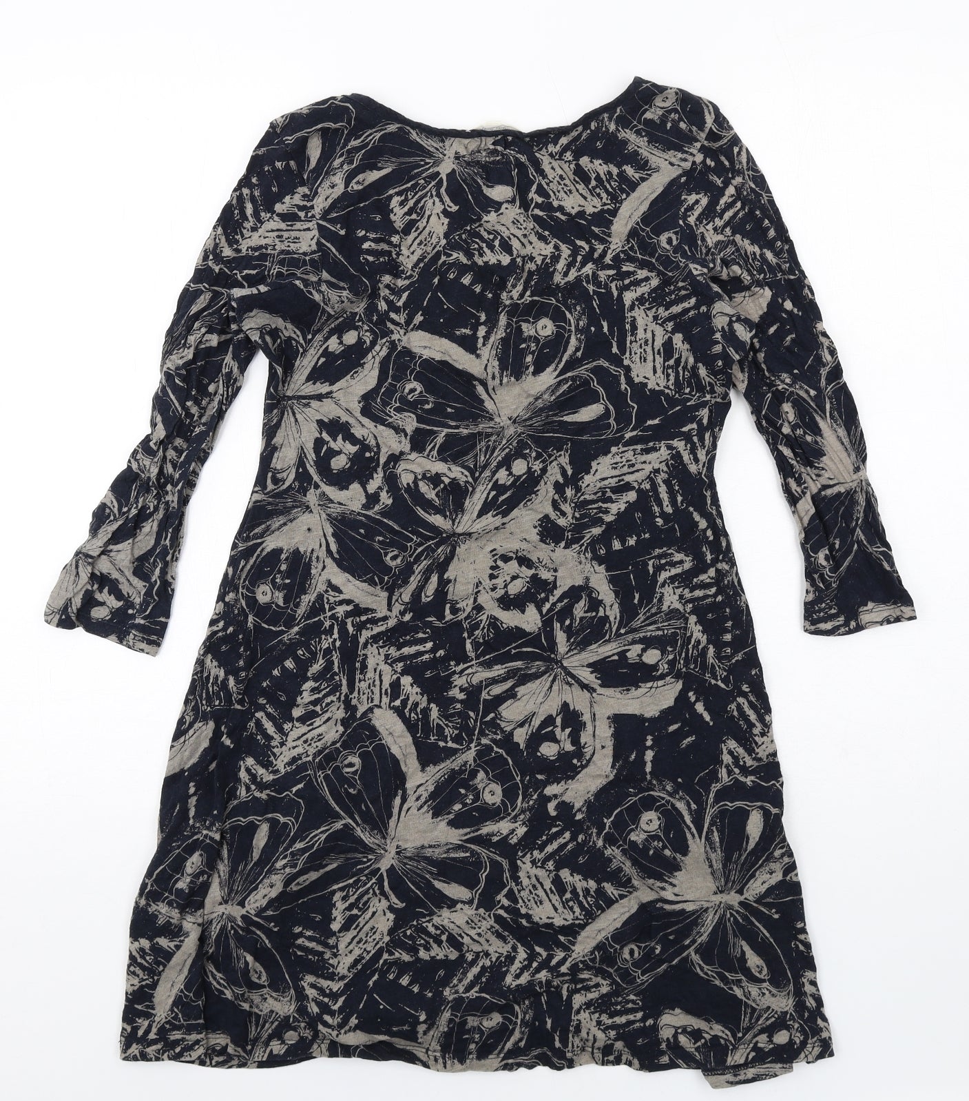 White Stuff Womens Black Geometric Cotton A-Line Size 10 Round Neck Pullover