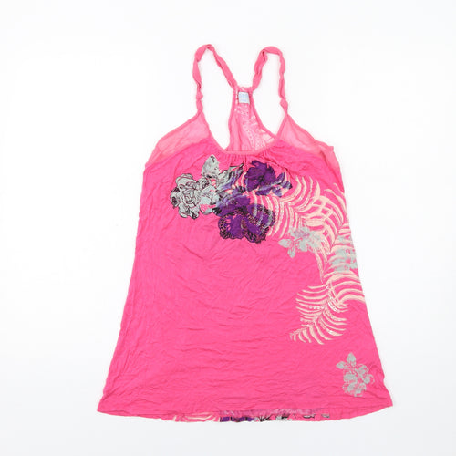 Oasis Womens Pink Floral Viscose Camisole Tank Size 10 Scoop Neck