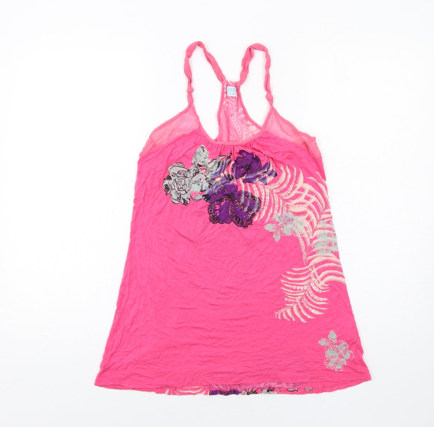 Oasis Womens Pink Floral Viscose Camisole Tank Size 10 Scoop Neck