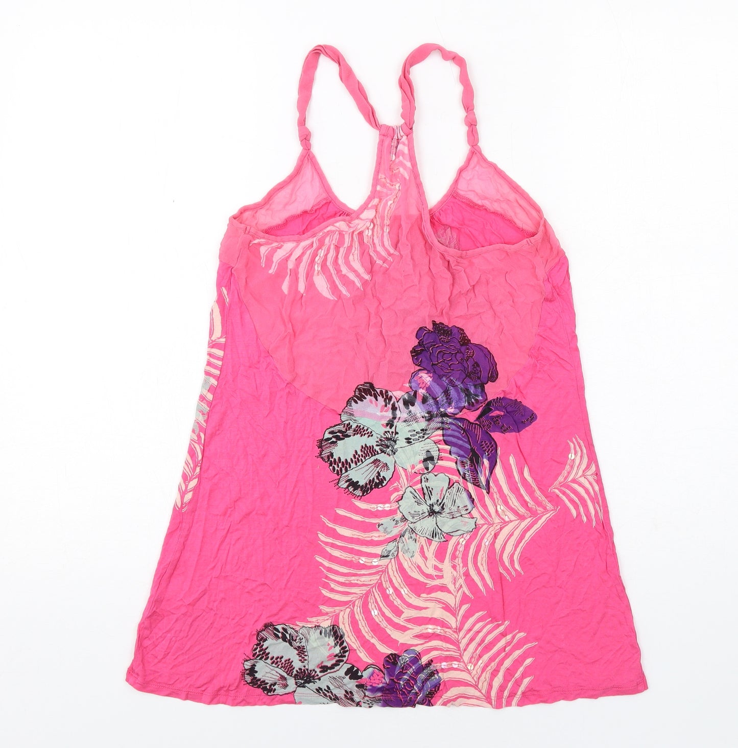 Oasis Womens Pink Floral Viscose Camisole Tank Size 10 Scoop Neck