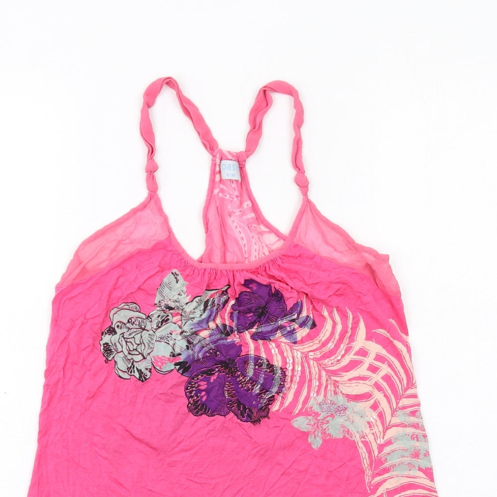 Oasis Womens Pink Floral Viscose Camisole Tank Size 10 Scoop Neck