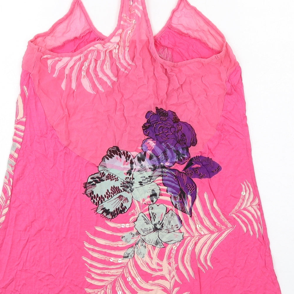 Oasis Womens Pink Floral Viscose Camisole Tank Size 10 Scoop Neck