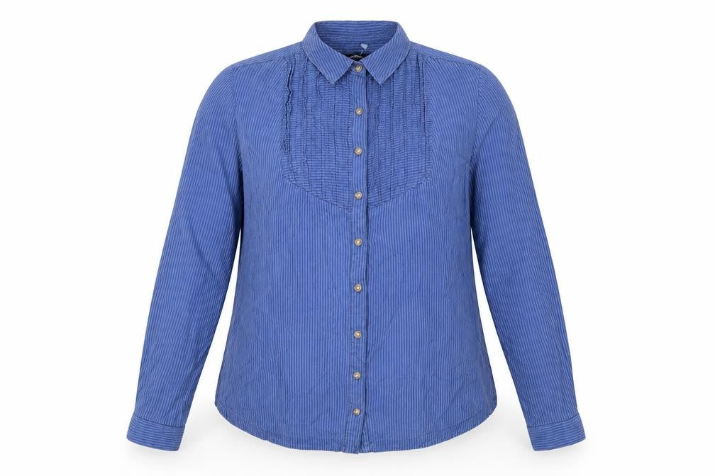 Dash Womens Blue Striped Cotton Basic Button-Up Size 14 Collared