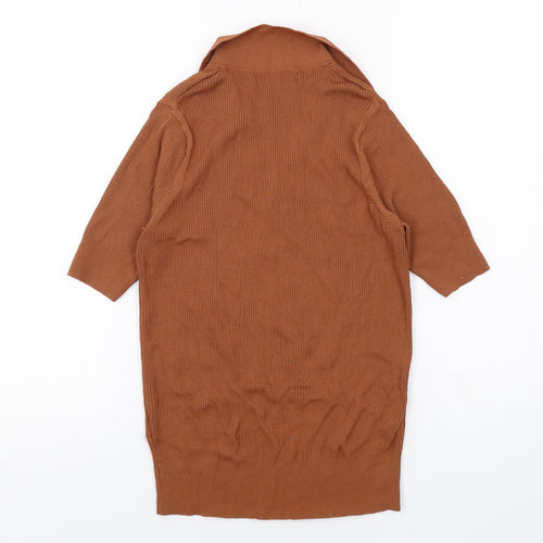 Marks and Spencer Womens Brown Viscose Basic Blouse Size 10 Collared