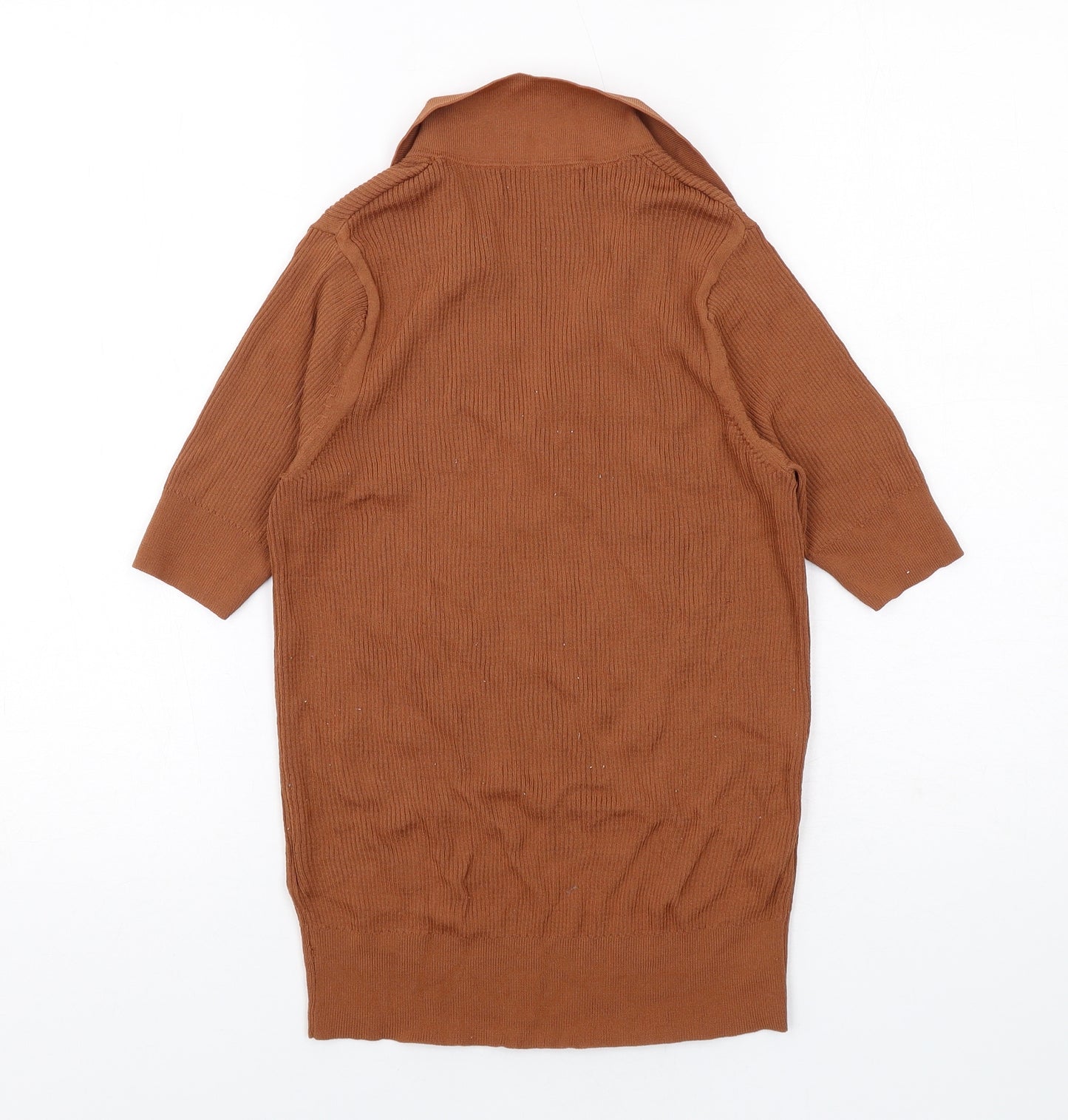 Marks and Spencer Womens Brown Viscose Basic Blouse Size 10 Collared
